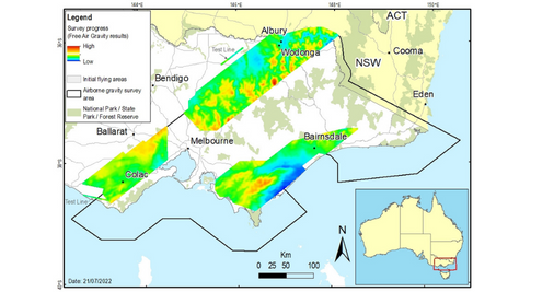 A map showing progress of the airborne gravity survey  