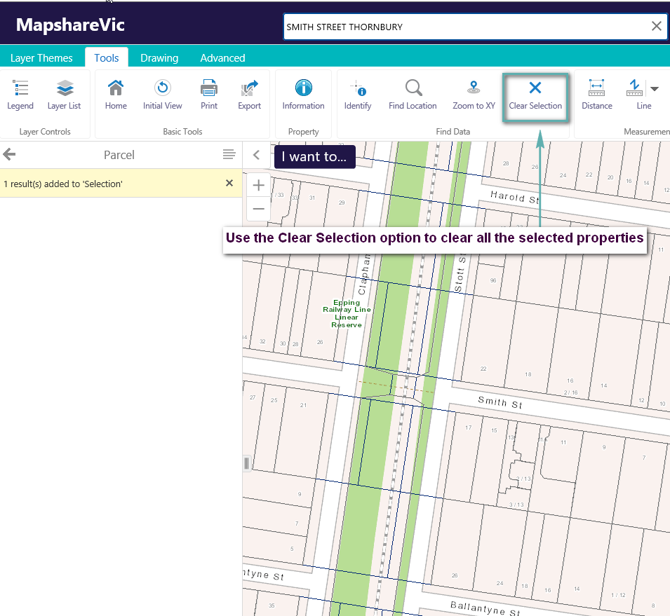 how to clear the selection of multiple properties