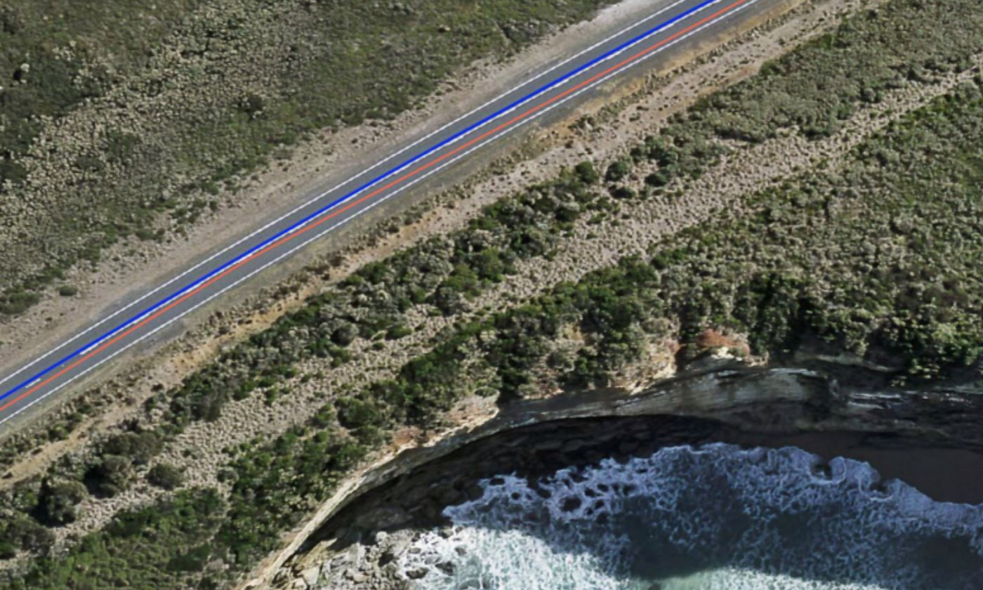 Great Ocean road Centreline before and after adjustment