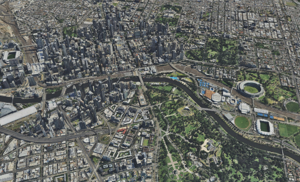 View of Melbourne in 3D data
