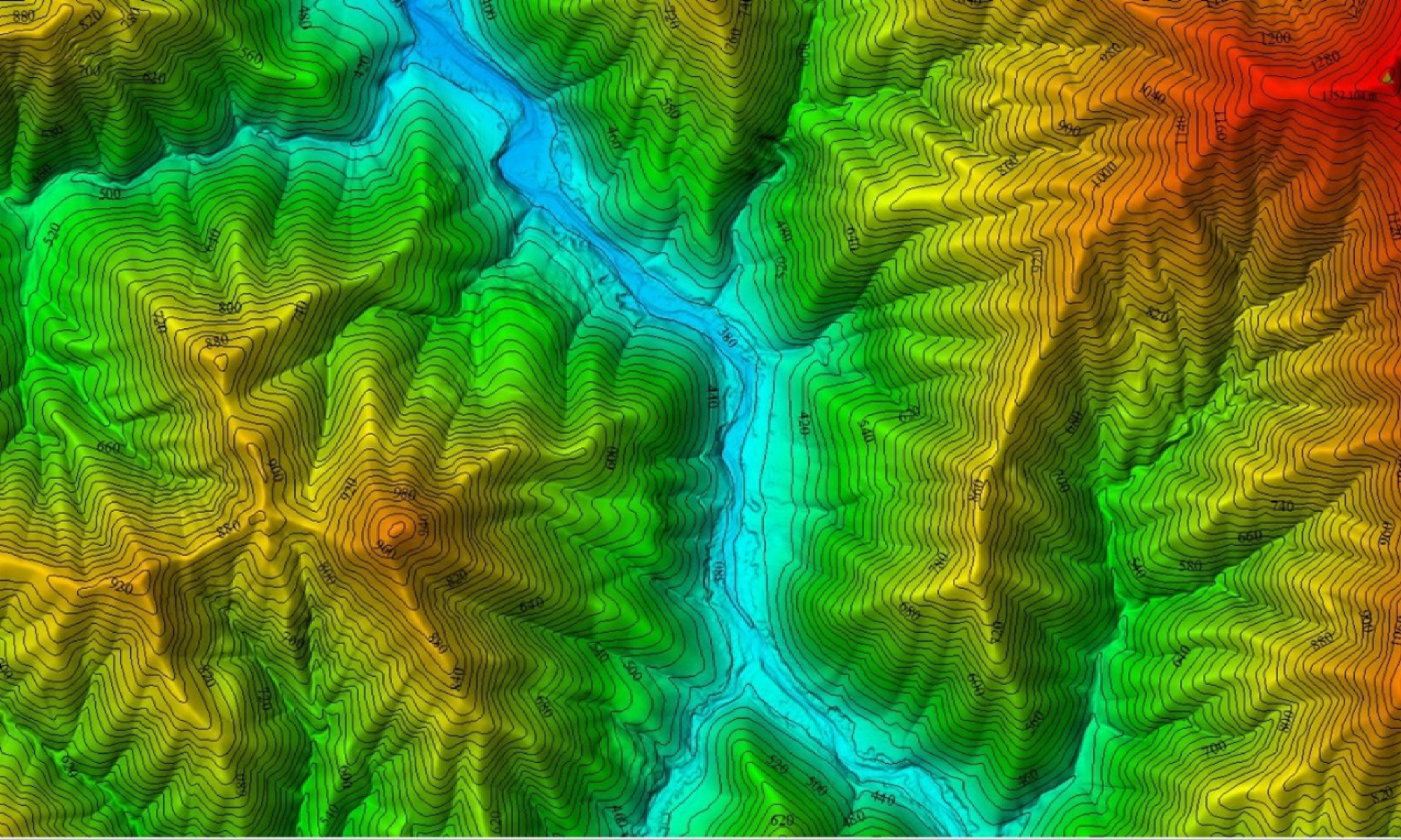 Vicmap Elevation 10m–20 m Contours displayed over Buckland River Valley