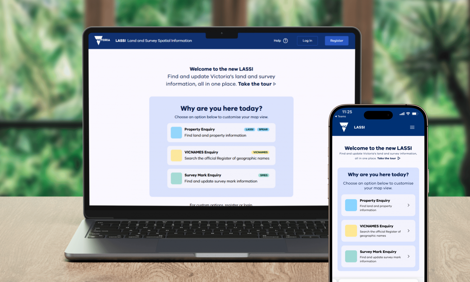 Image of the new LASSI home page on a computer and mobile phone