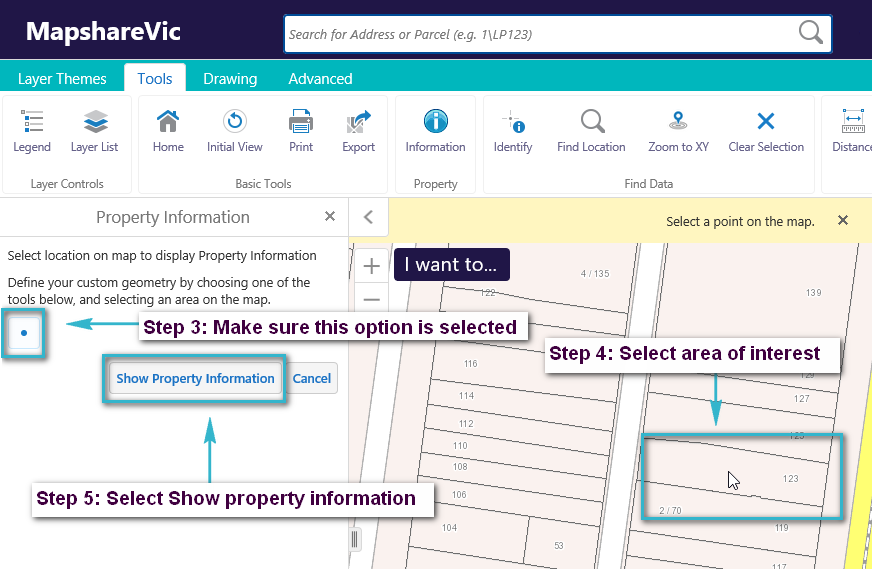 steps to follow when using the information tool