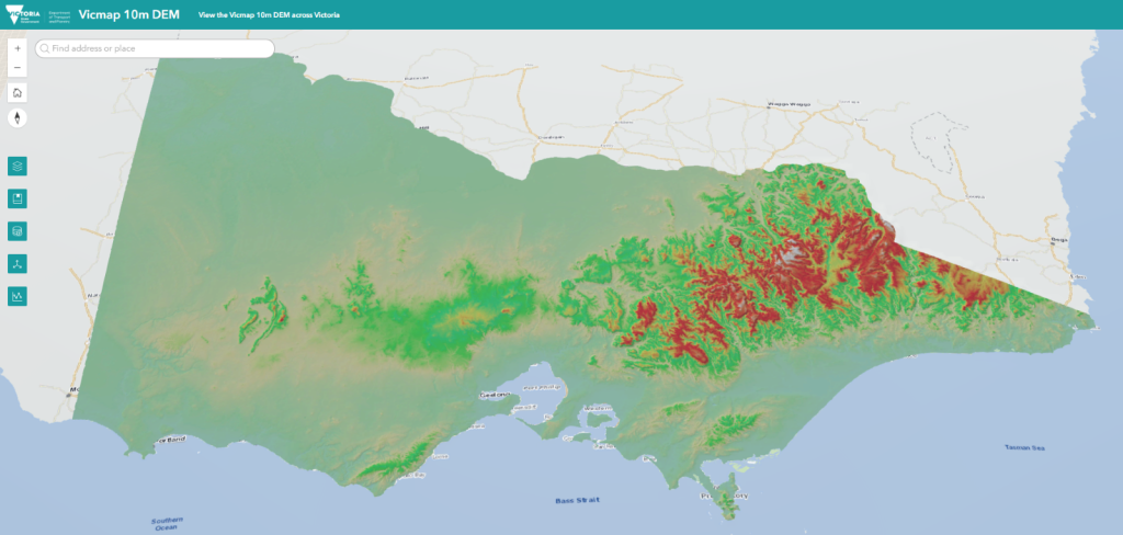 Graphic of Vicmap 10m DEM webmap viewer.