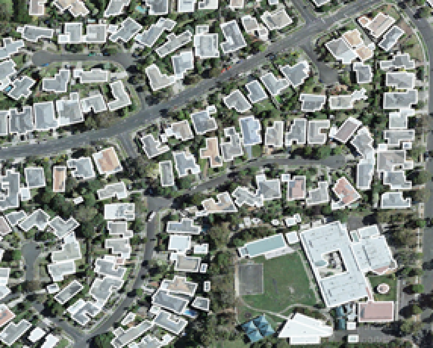 Figure 1A LOD0 showing 2D building outlines.