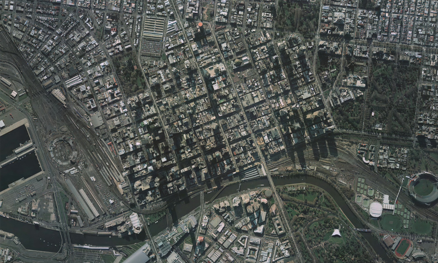 1998 aerial image of Melbourne’s changing skyline.