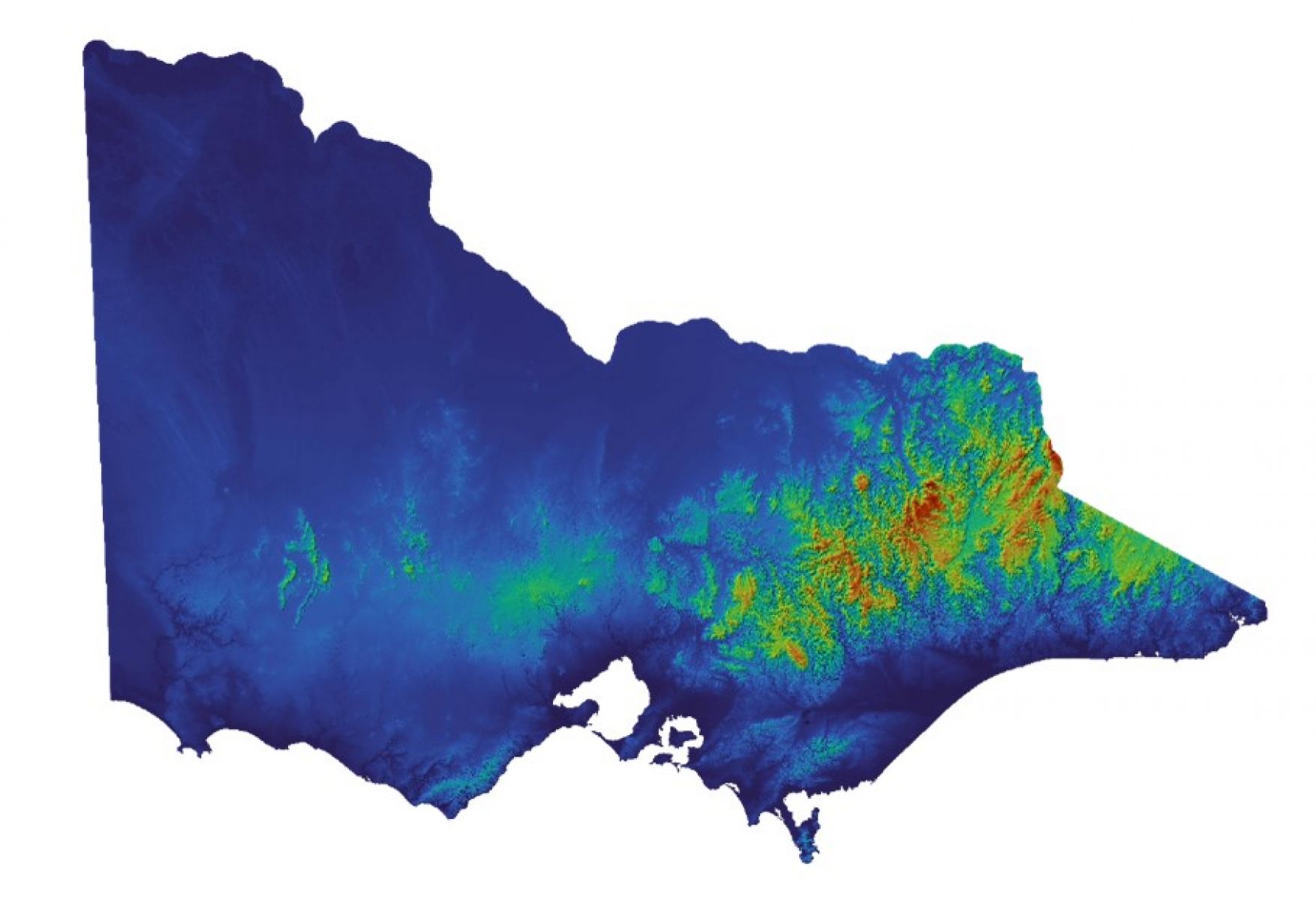 State-wide map of Victoria with elevation