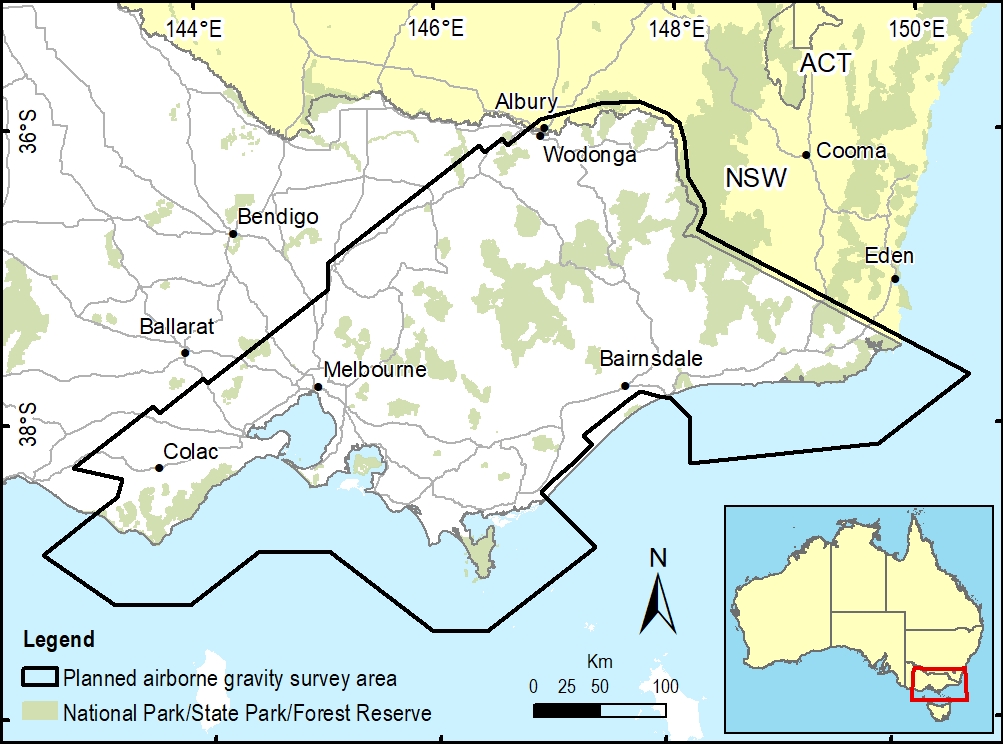 Map of Victoria showing planned survey area